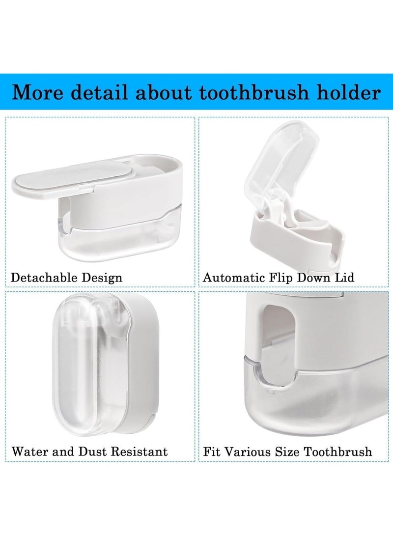 ChicAbode 3 جهاز كمبيوتر شخصي السفر فرشاة الأسنان رأس يغطي الأغطية، فرشاة الأسنان المحمولة رأس الحالة، الجدار المثبتة معلقة فرشاة الأسنان حامي المنظم، حامل فرشاة الأسنان البلاستيكية، للمنزل في الهواء الطلق الحمام - Image 4